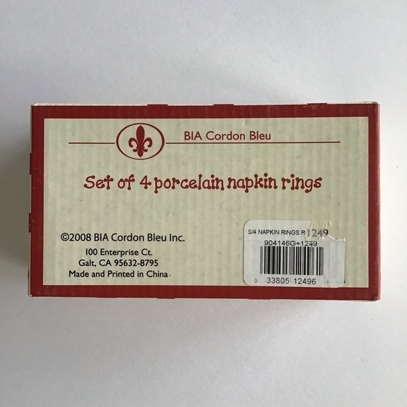 SET OF 4 Porcelain Reindeer Napkin Rings Christmas Holiday Xmas BIA Cordon Bleu - Picture 10 of 13